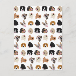Cute Dog Face Illustration Pattern Briefkaart