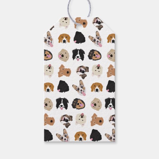 Cute Dog Face Illustration Pattern Cadeaulabel (Voorkant)