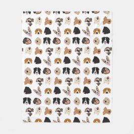 Cute Dog Face Illustration Pattern Fleece Deken