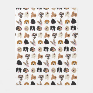 Cute Dog Face Illustration Pattern Fleece Deken