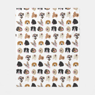 Cute Dog Face Illustration Pattern Fleece Deken