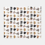 Cute Dog Face Illustration Pattern Fleece Deken (Voorkant (Horizontaal))