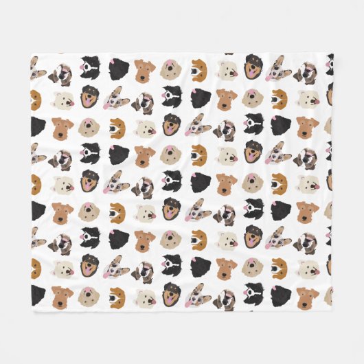 Cute Dog Face Illustration Pattern Fleece Deken (Voorkant (Horizontaal))