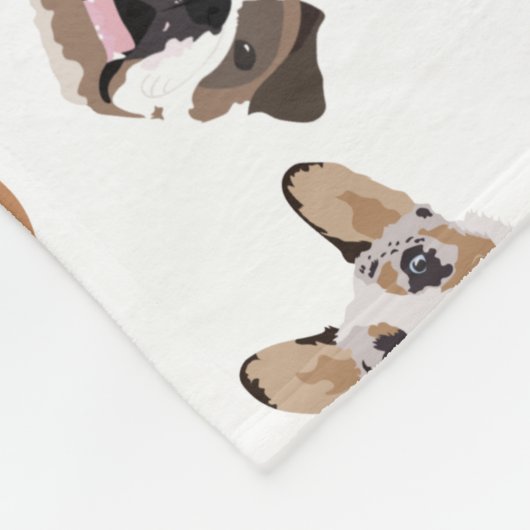 Cute Dog Face Illustration Pattern Fleece Deken (Hoek)
