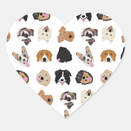 Cute Dog Face Illustration Pattern Hart Sticker