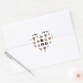 Cute Dog Face Illustration Pattern Hart Sticker