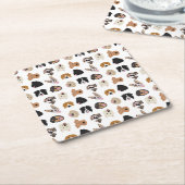 Cute Dog Face Illustration Pattern Kartonnen Onderzetters (Schuin)