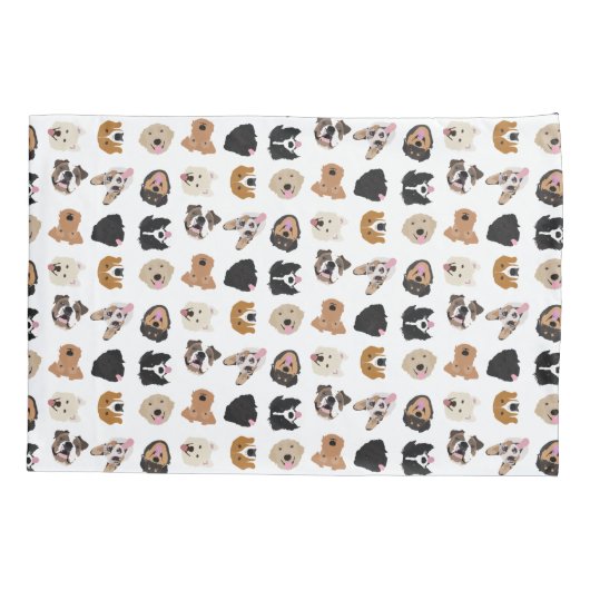 Cute Dog Face Illustration Pattern Kussensloop (Achterkant)