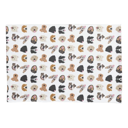 Cute Dog Face Illustration Pattern Kussensloop (Voorkant)
