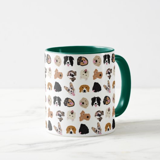 Cute Dog Face Illustration Pattern Mok (Voorkant rechts)