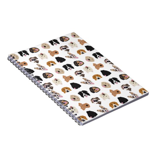 Cute Dog Face Illustration Pattern Notitieboek (Rechterzijde)