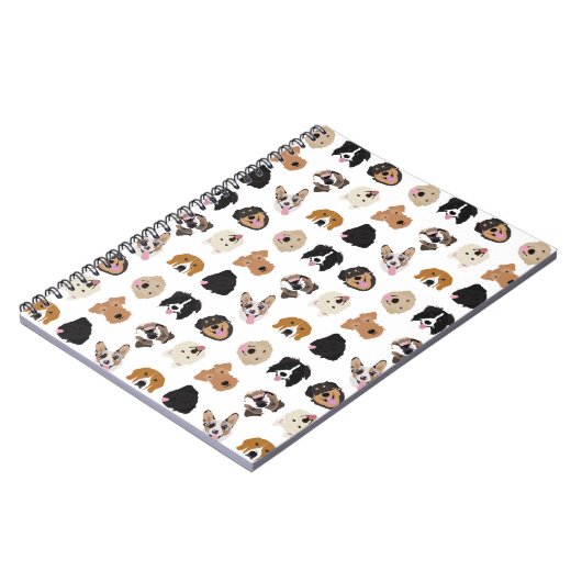 Cute Dog Face Illustration Pattern Notitieboek (Linkerzijde)