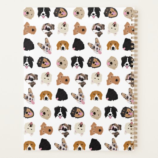 Cute Dog Face Illustration Pattern Planner (Achterkant)