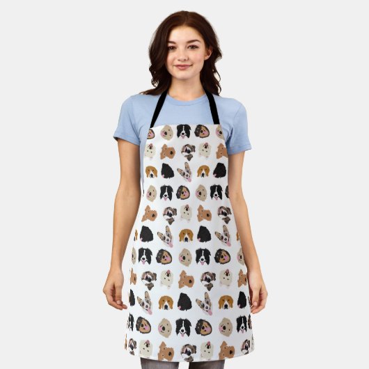 Cute Dog Face Illustration Pattern Schort (Gedragen)