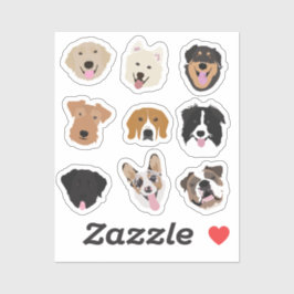 Cute Dog Face Illustration Pattern Sticker