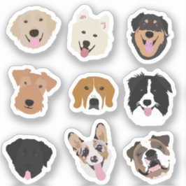 Cute Dog Face Illustration Pattern Sticker