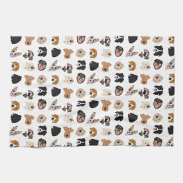 Cute Dog Face Illustration Pattern Theedoek