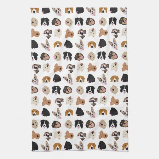 Cute Dog Face Illustration Pattern Theedoek (Verticaal)