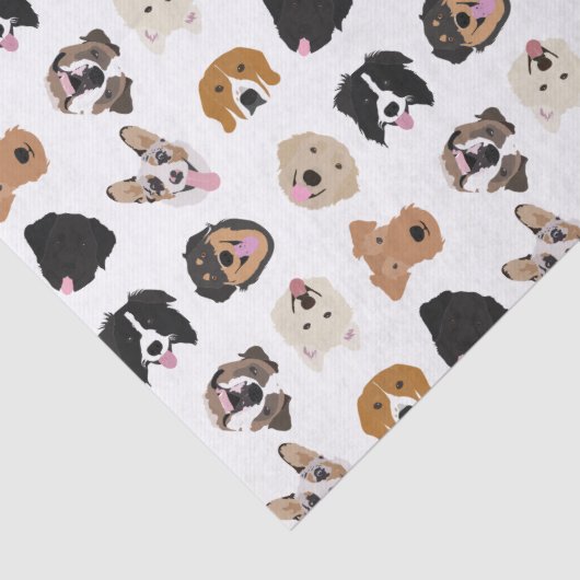 Cute Dog Face Illustration Pattern Tissuepapier (Detail)