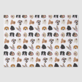 Cute Dog Face Illustration Pattern Tissuepapier