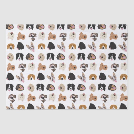 Cute Dog Face Illustration Pattern Tissuepapier (Voorkant)
