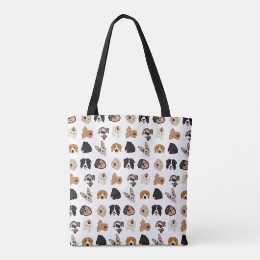 Cute Dog Face Illustration Pattern Tote Bag (Achterkant)