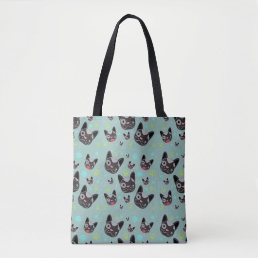 Cute Dog Face Pattern - Canvas tas (Voorkant)