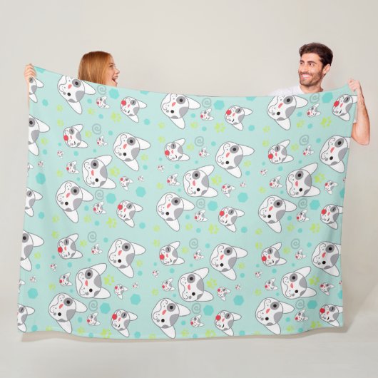 Cute Dog Face Pattern - Fleece Blanket (In situ)