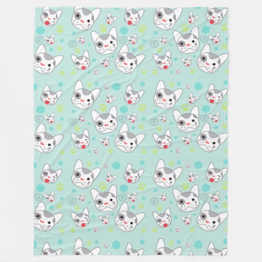 Cute Dog Face Pattern - Fleece Blanket (Voorkant)