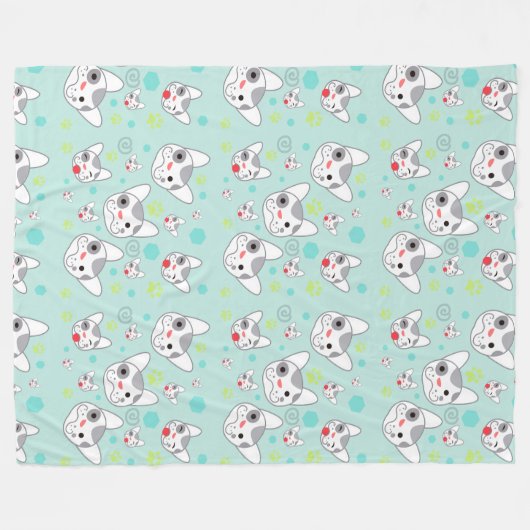 Cute Dog Face Pattern - Fleece Blanket (Voorkant (Horizontaal))