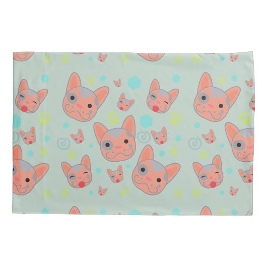 Cute Dog Face Pattern - Pillowcase Kussensloop (Achterkant)