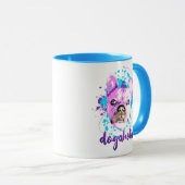 Cute Dog Face Pink Blue Dogaholic Mok (Voorkant rechts)