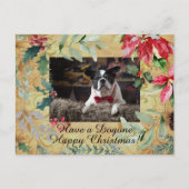 Cute Dog Floral Kerstmis Briefkaart (Voorkant)