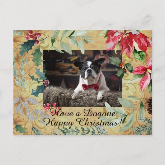 Cute Dog Floral Kerstmis Briefkaart (Voorkant)