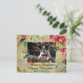 Cute Dog Floral Kerstmis Briefkaart (Staand voorkant)