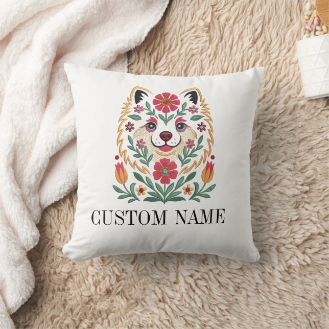 Cute Dog Floral Personalized Pillow Kussen (Deken)