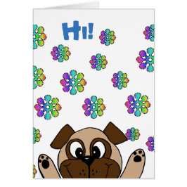 Cute Dog Flowers Blank Card