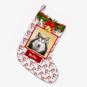 Cute Dog-foto kerststaart Aangepaste naam Kleine Kerstsok (Voorkant (Hangend))