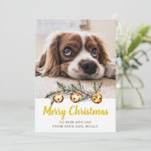 Cute Dog Foto Merry Kerstmis papa Gold Feestdagenkaart (Staand voorkant)
