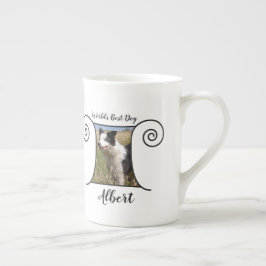 Cute dog foto met een lijst met boho stijl en jouw porselein kop