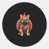 Cute Dog Frenchie Thanksgiving Kids Teen Girl Boy  Ronde Sticker (Voorkant)