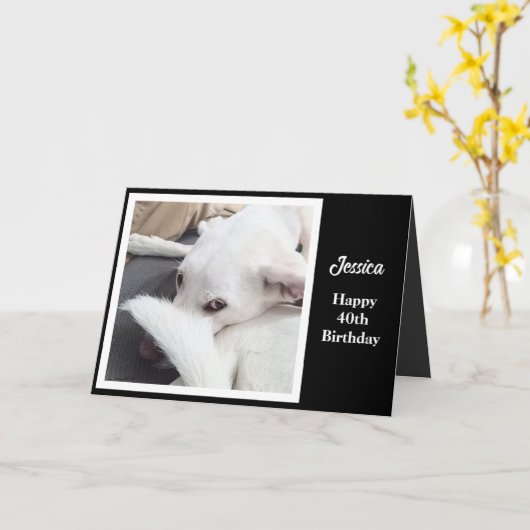 Cute Dog Funny 40th Birthday Kaart (Gele Bloem)