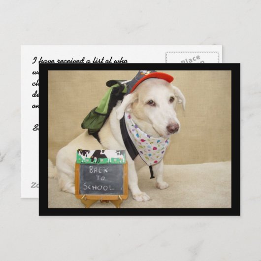 Cute Dog Funny Back to School Briefkaart (Voorkant / Achterkant)