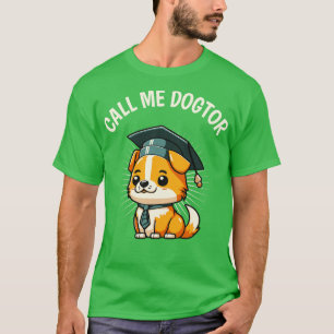 Cute Dog Funny Doctor in de doctoraatsgraad T-shirt