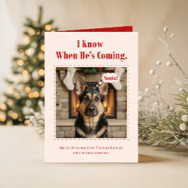Cute Dog Funny Pet Family Photo Christmas Folded Feestdagen Kaart