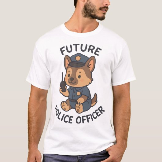 Cute Dog Future Police Officer Theme T-shirt (Voorkant)