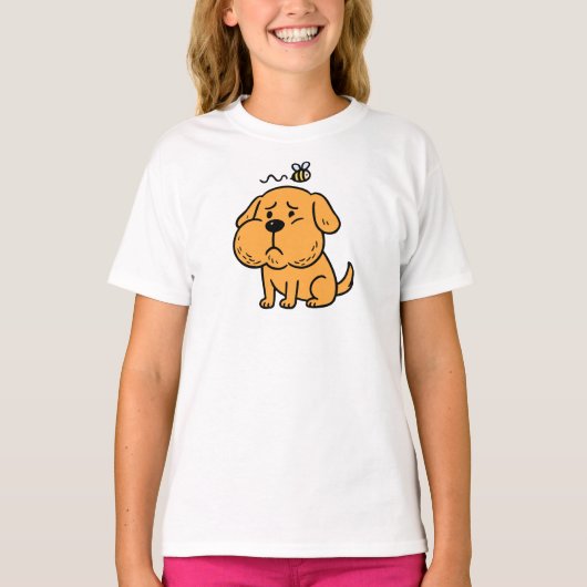 Cute Dog Get Stung by Bee T-shirt (Voorkant)
