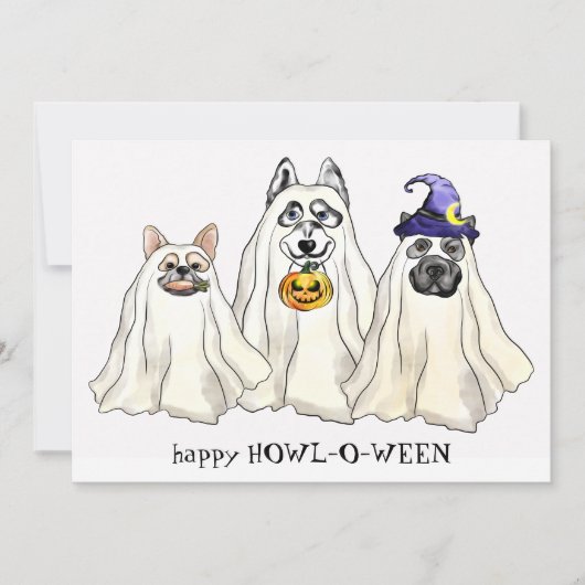 Cute Dog Ghosts Funny Animal Happy Halloween Feestdagenkaart (Voorkant)