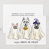 Cute Dog Ghosts Funny Animal Happy Halloween Feestdagenkaart (Voorkant / Achterkant)