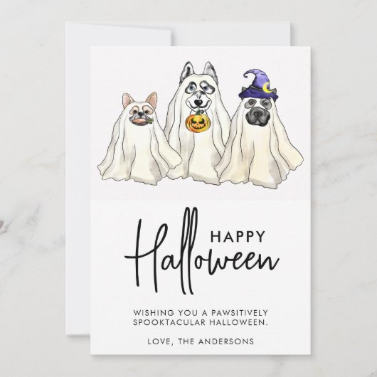 Cute Dog Ghosts Funny Animals Pets Happy Halloween Feestdagenkaart (Voorkant)